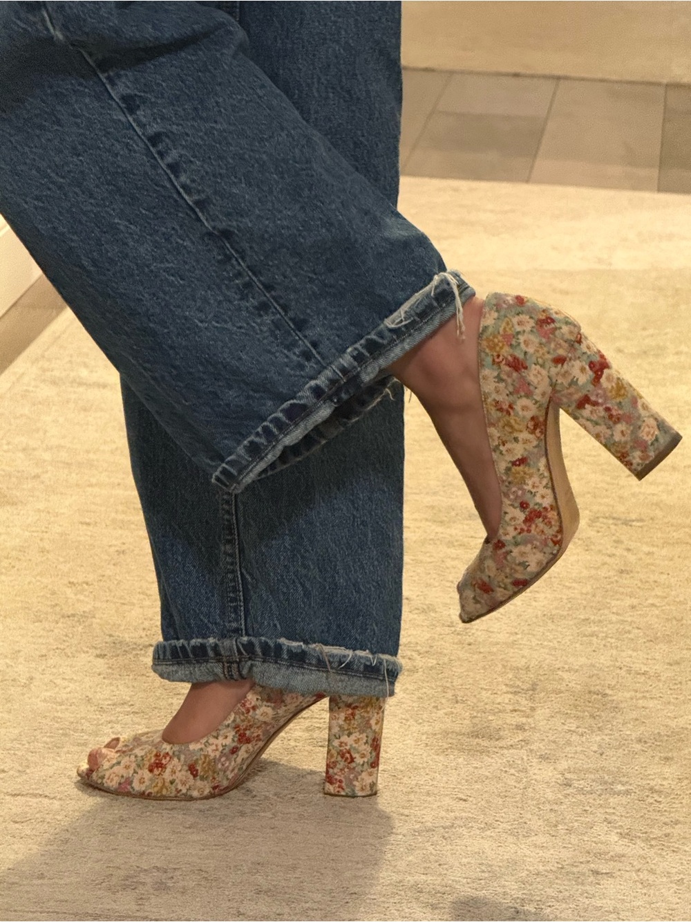 Floral Peep-Toe Heels